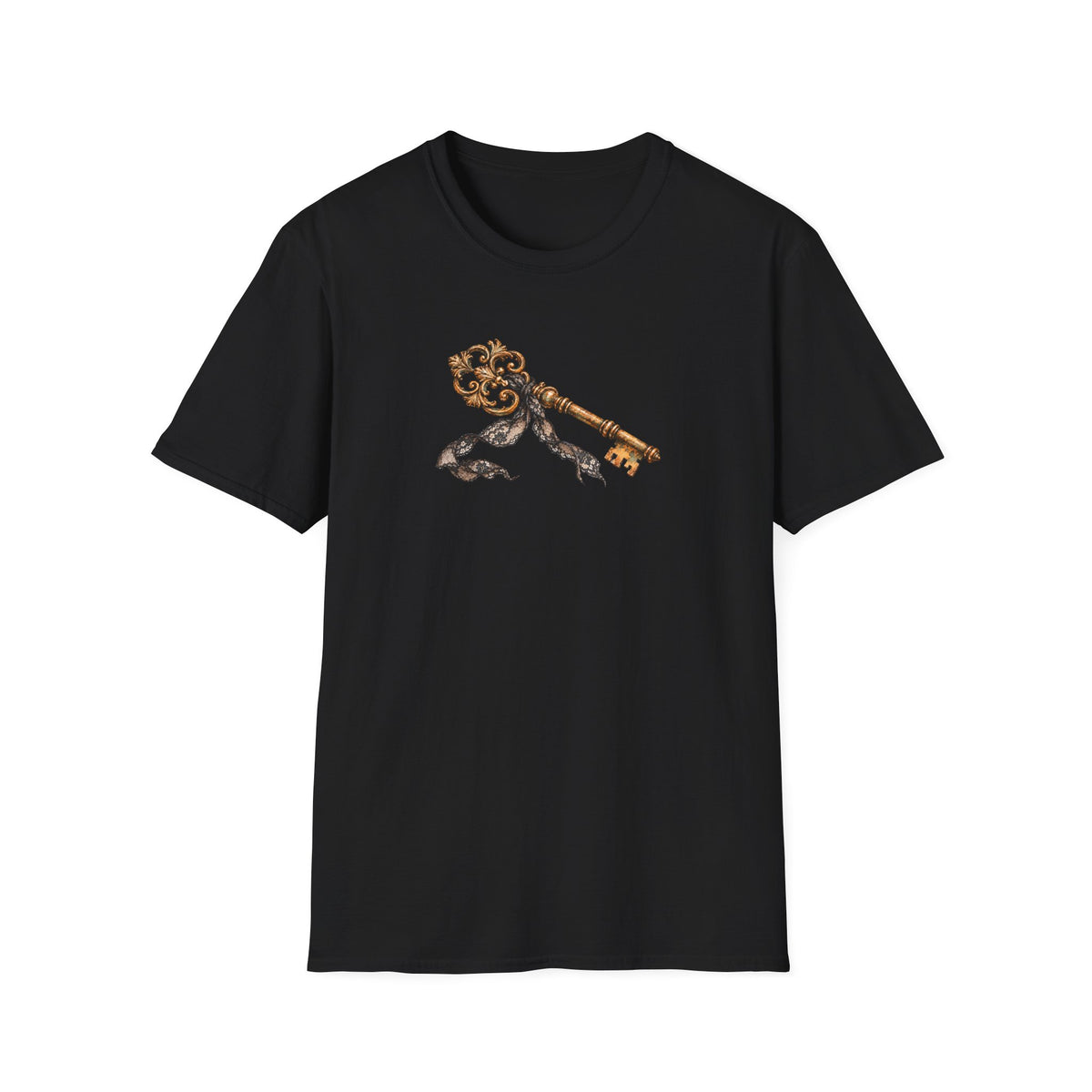 Vintage Skeleton Key Shirt – Antique Key and Black Lace Graphic Tee