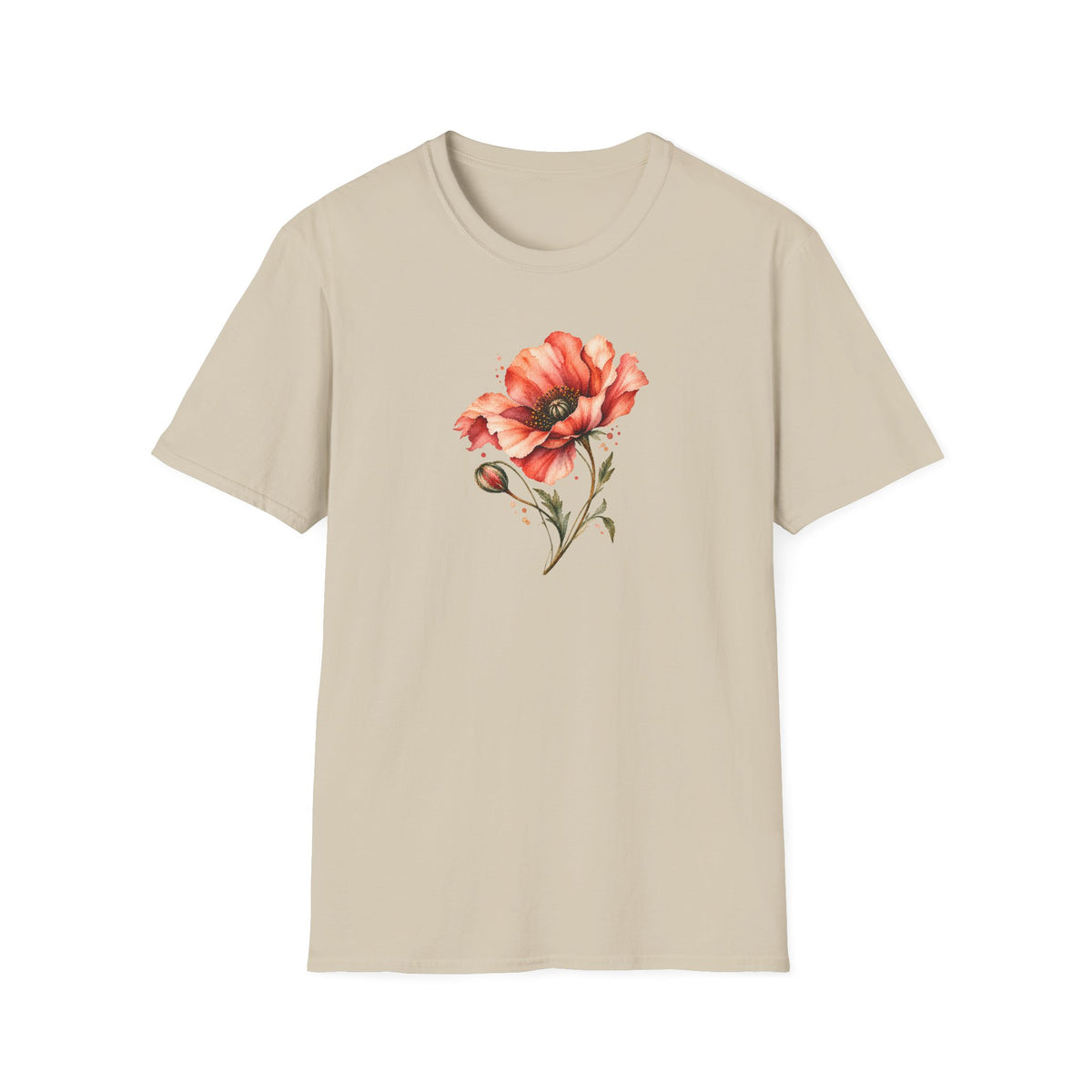 Vintage Watercolor Poppy Shirt – Romantic Floral Graphic Tee