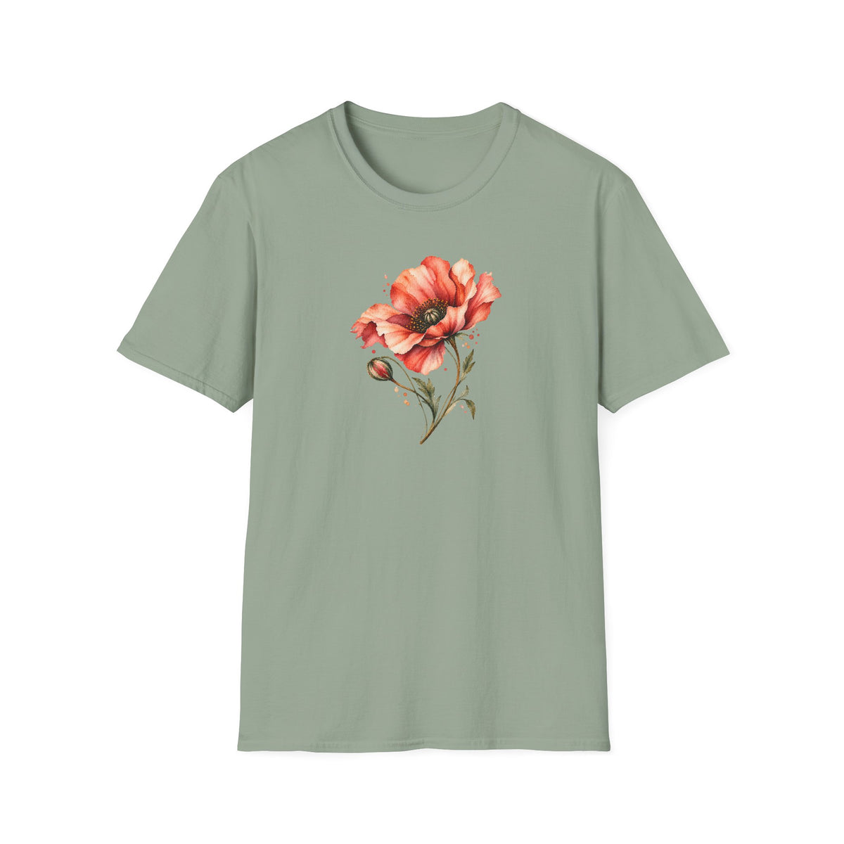 Vintage Watercolor Poppy Shirt – Romantic Floral Graphic Tee