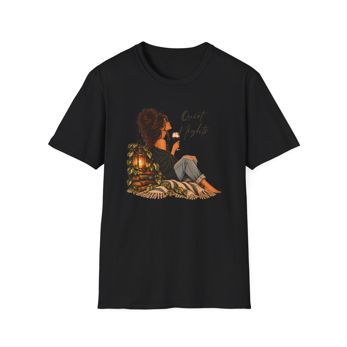 Quiet Nights – Vintage Boho Wine Shirt