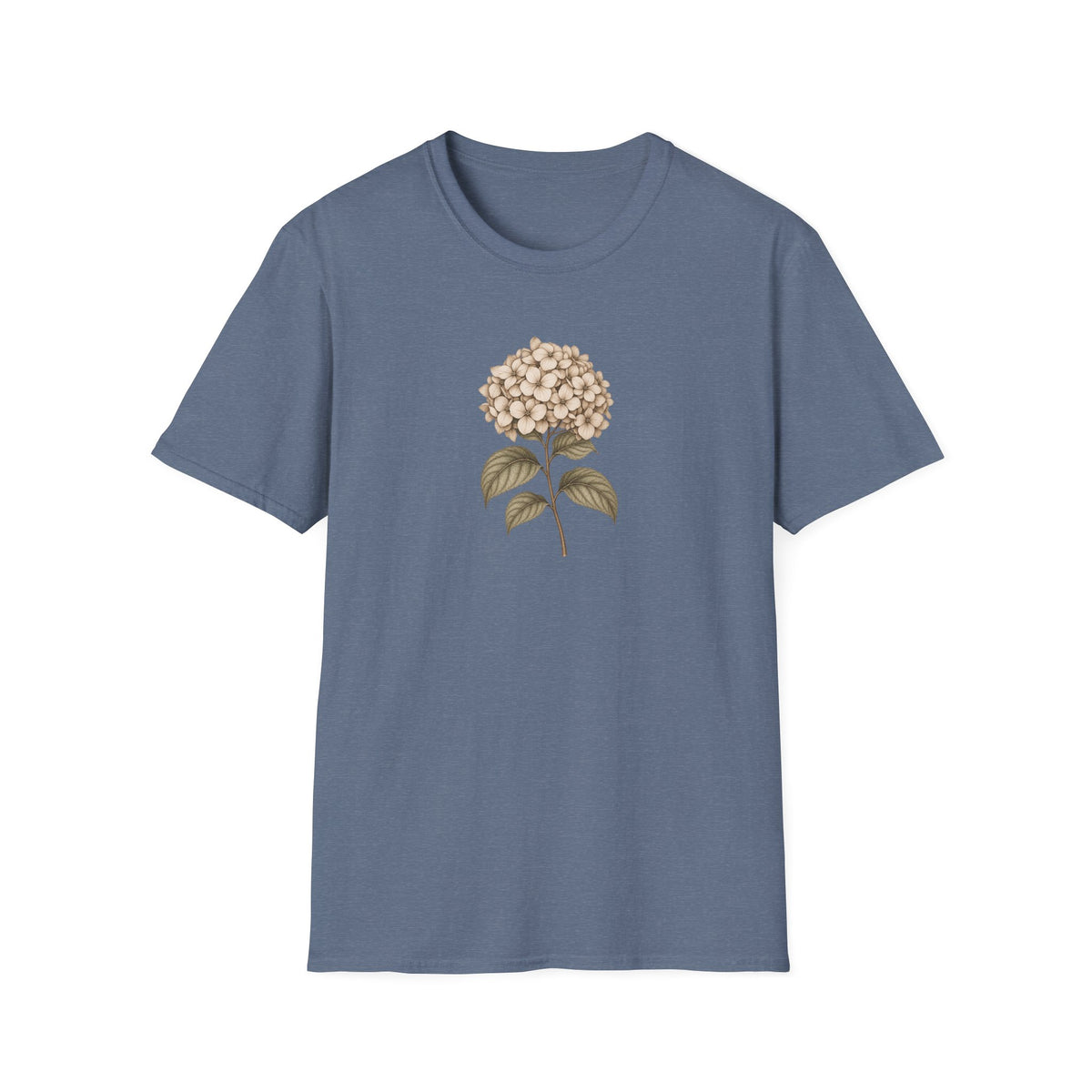 Vintage Hydrangea Stem – Minimalist Botanical Shirt