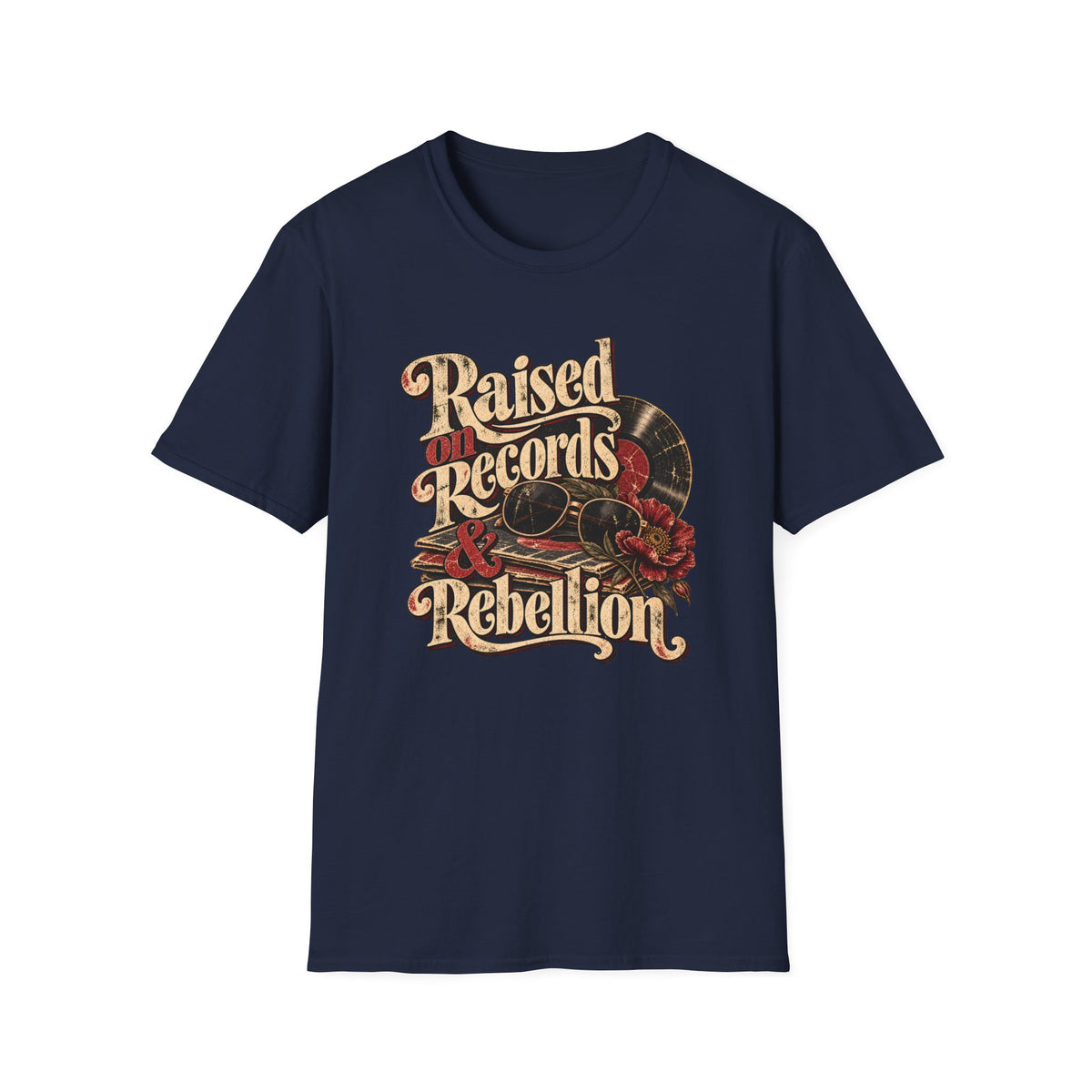 Raised on Records & Rebellion – Vintage Rock and Roll Shirt