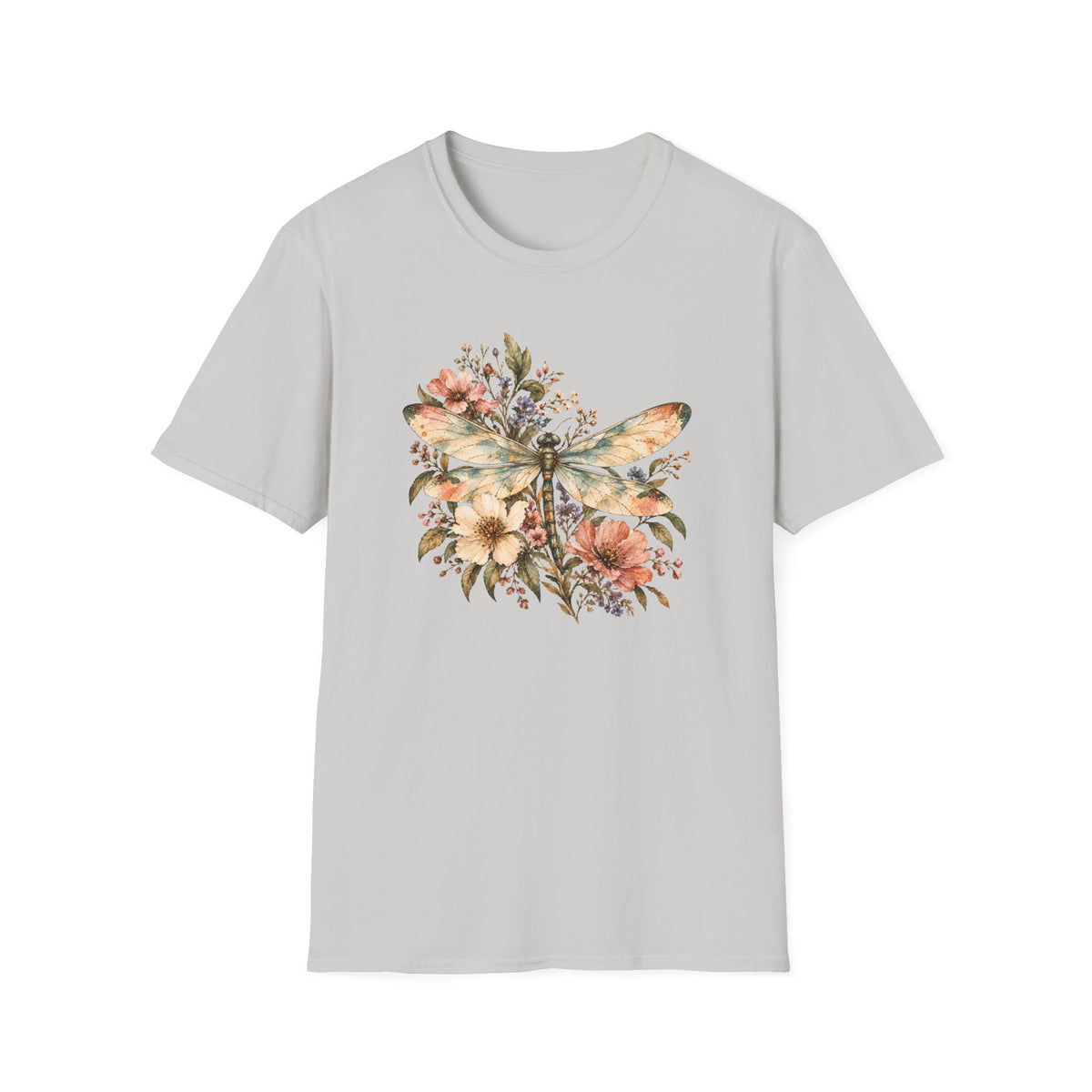 Vintage Watercolor Dragonfly Shirt – Botanical Floral Graphic Tee