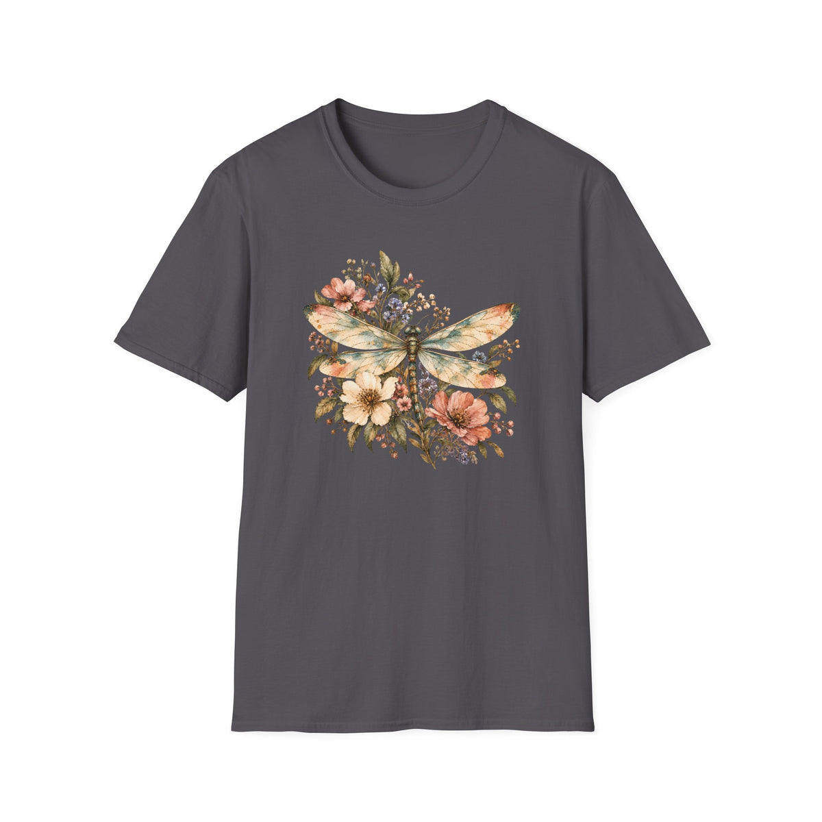 Vintage Watercolor Dragonfly Shirt – Botanical Floral Graphic Tee
