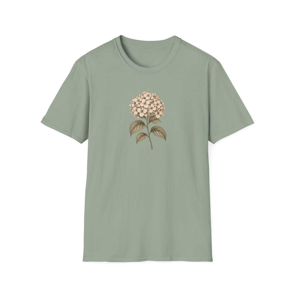 Vintage Hydrangea Stem – Minimalist Botanical Shirt