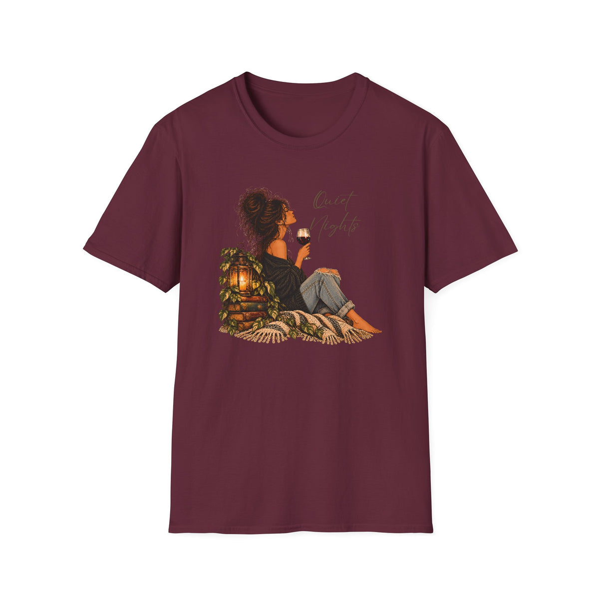 Quiet Nights – Vintage Boho Wine Shirt