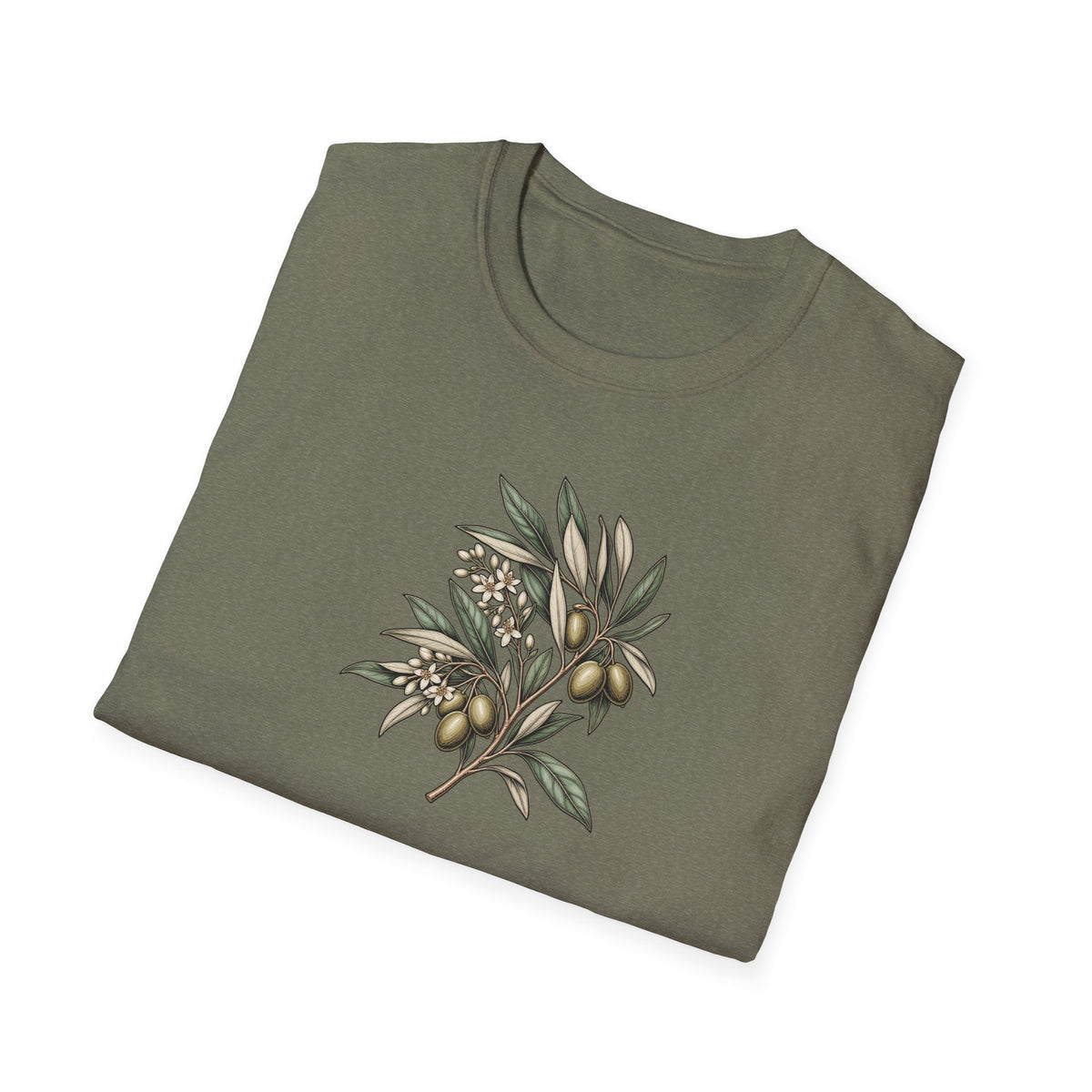 Vintage Olive Branch – Minimalist Botanical Shirt