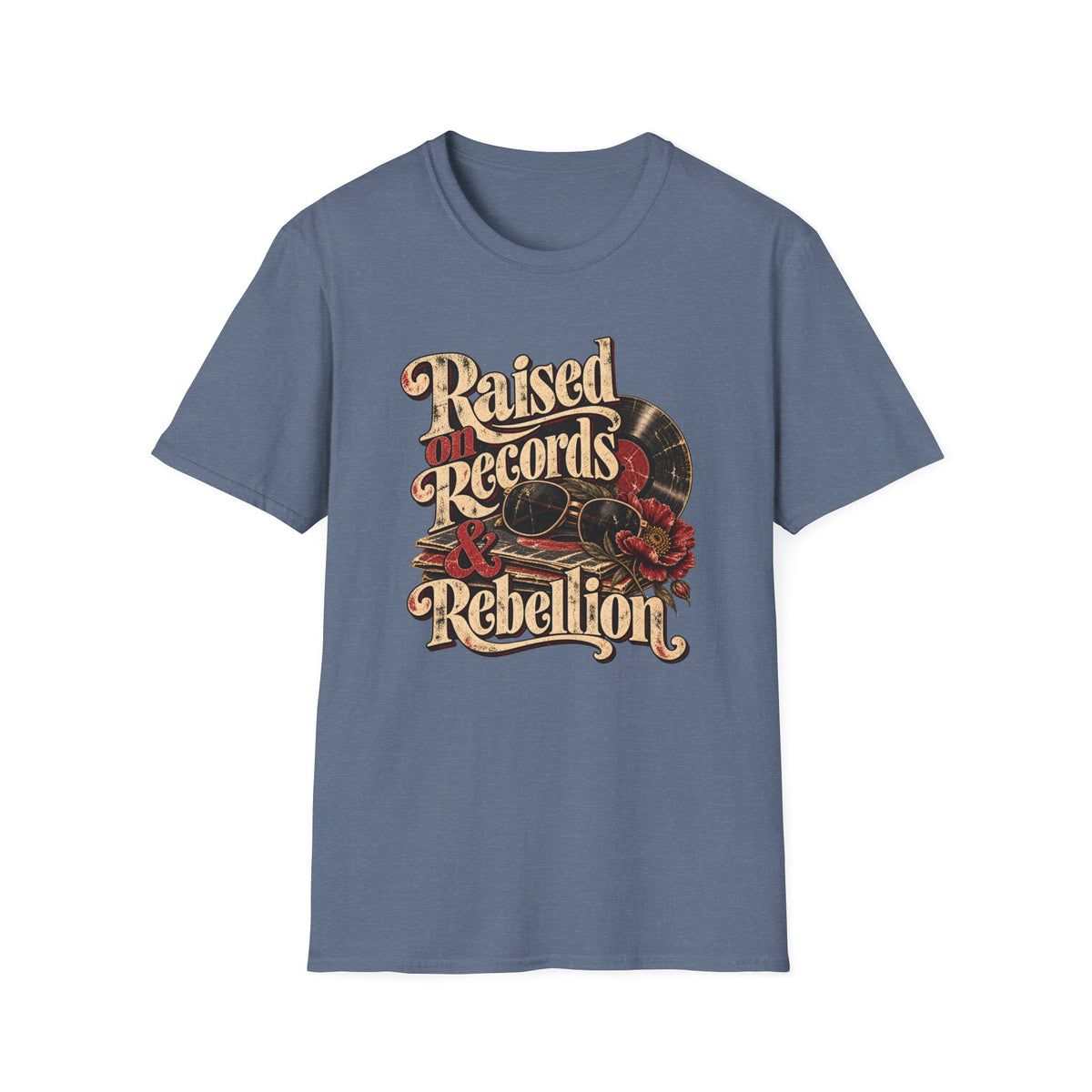 Raised on Records & Rebellion – Vintage Rock and Roll Shirt