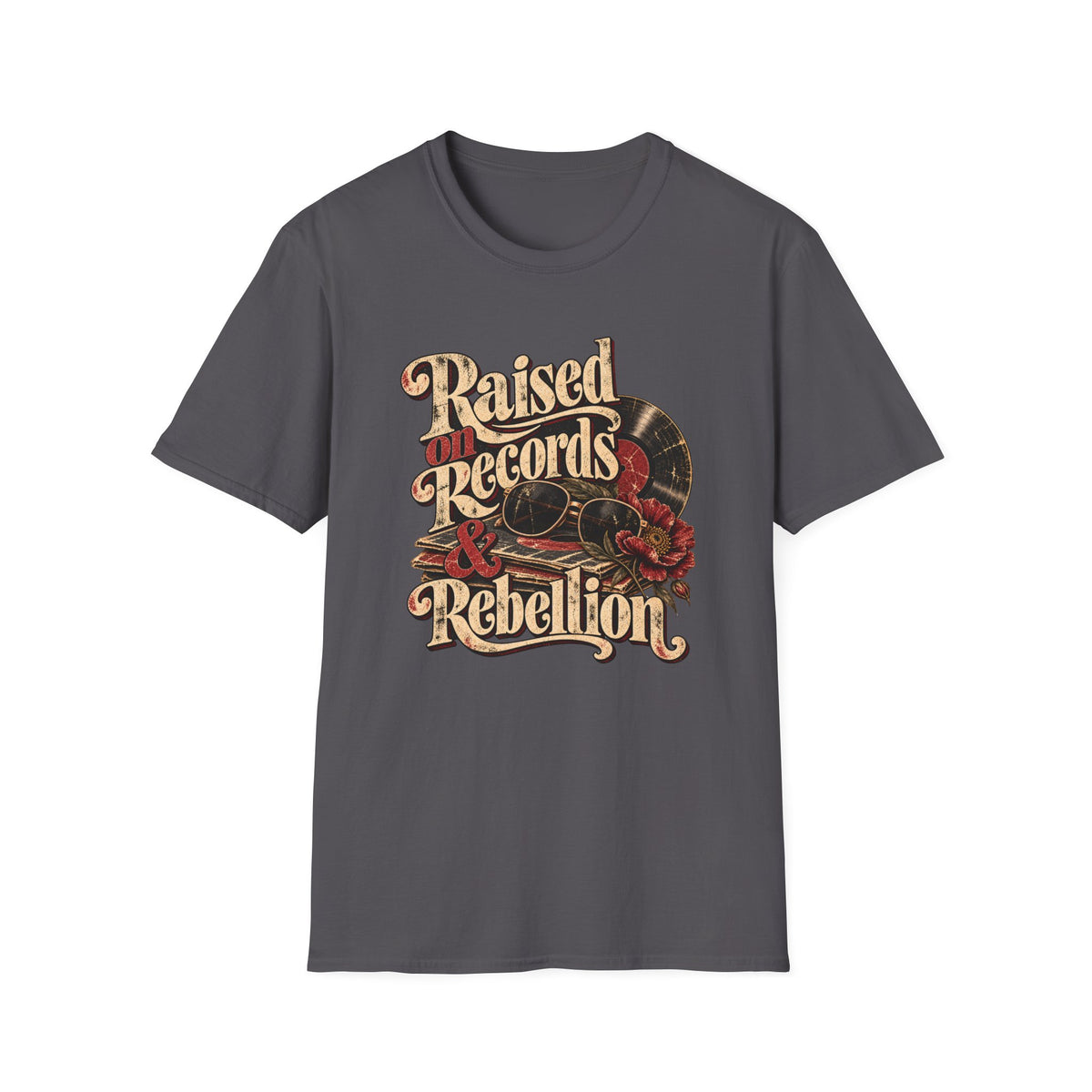 Raised on Records & Rebellion – Vintage Rock and Roll Shirt