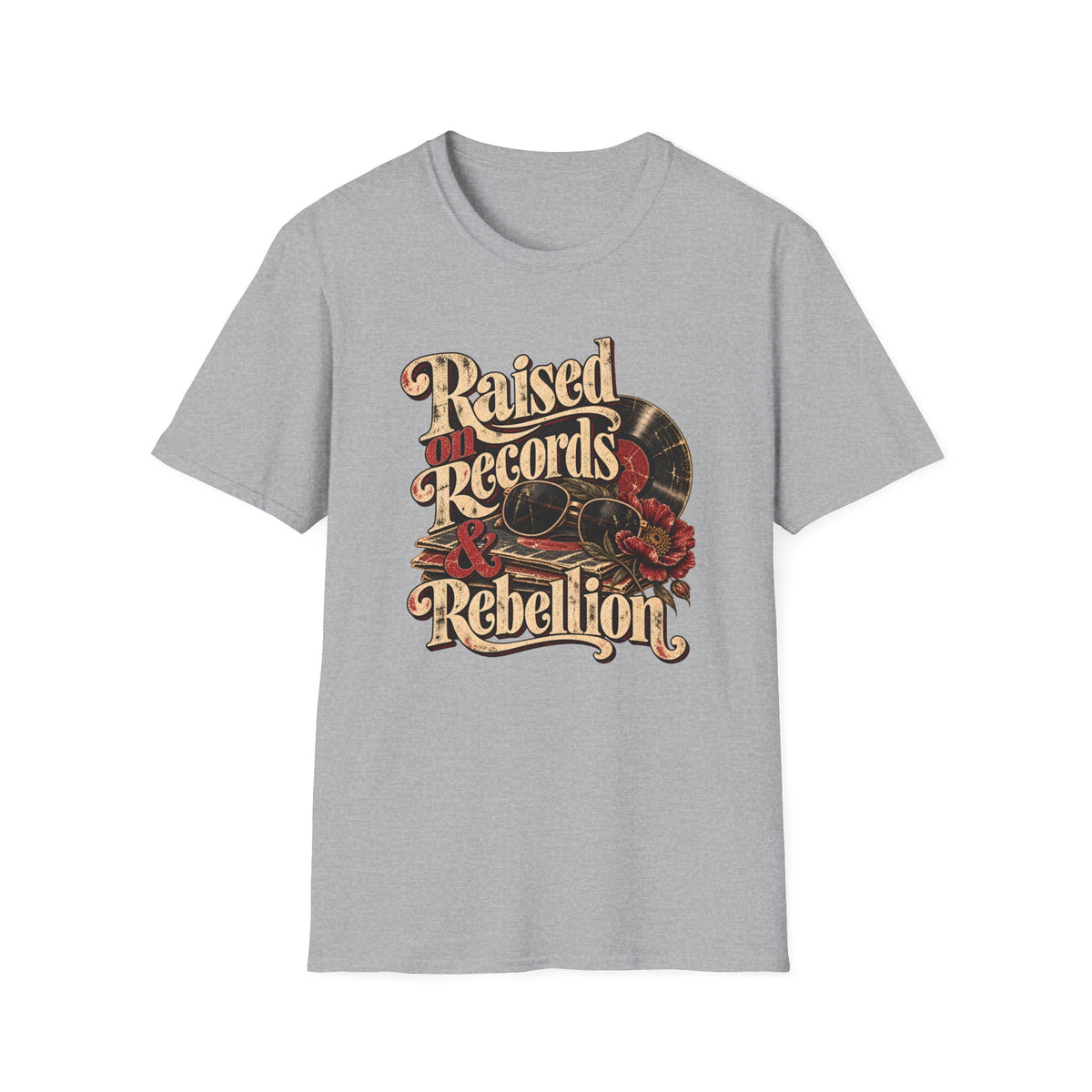 Raised on Records & Rebellion – Vintage Rock and Roll Shirt