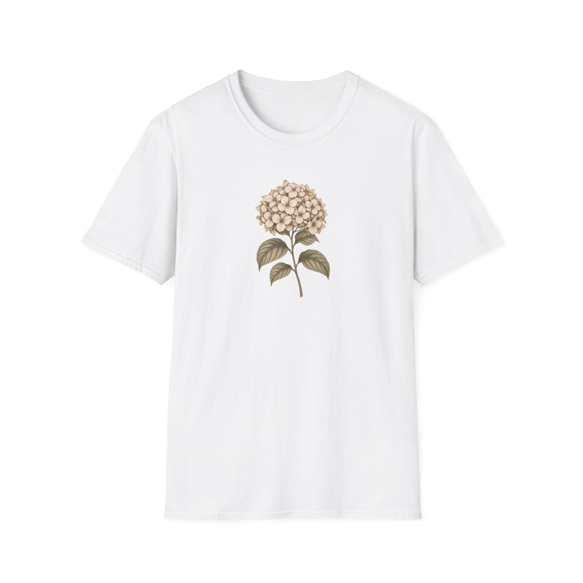 Vintage Hydrangea Stem – Minimalist Botanical Shirt
