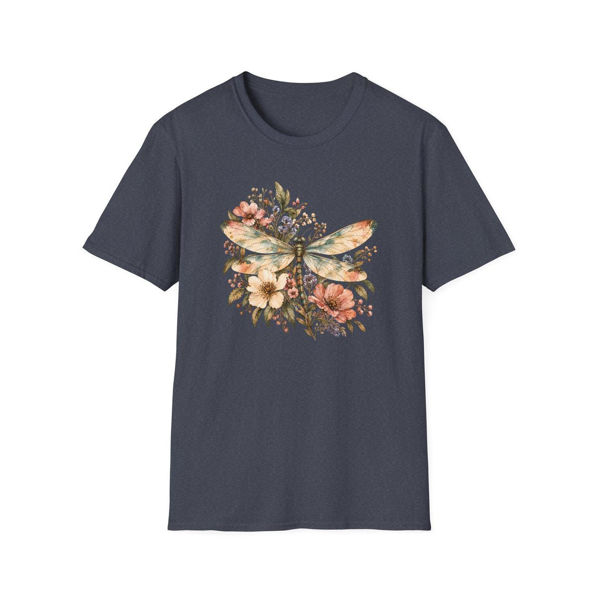 Vintage Watercolor Dragonfly Shirt – Botanical Floral Graphic Tee