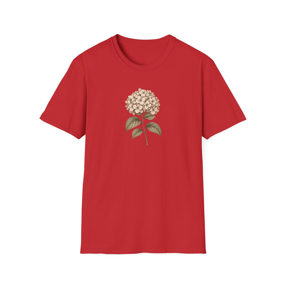Vintage Hydrangea Stem – Minimalist Botanical Shirt