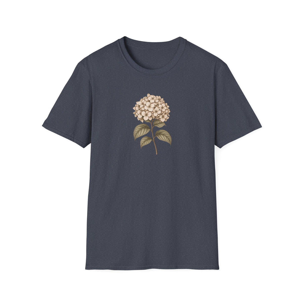Vintage Hydrangea Stem – Minimalist Botanical Shirt