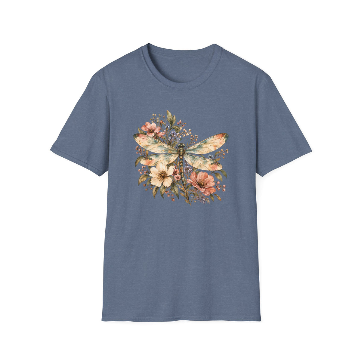 Vintage Watercolor Dragonfly Shirt – Botanical Floral Graphic Tee