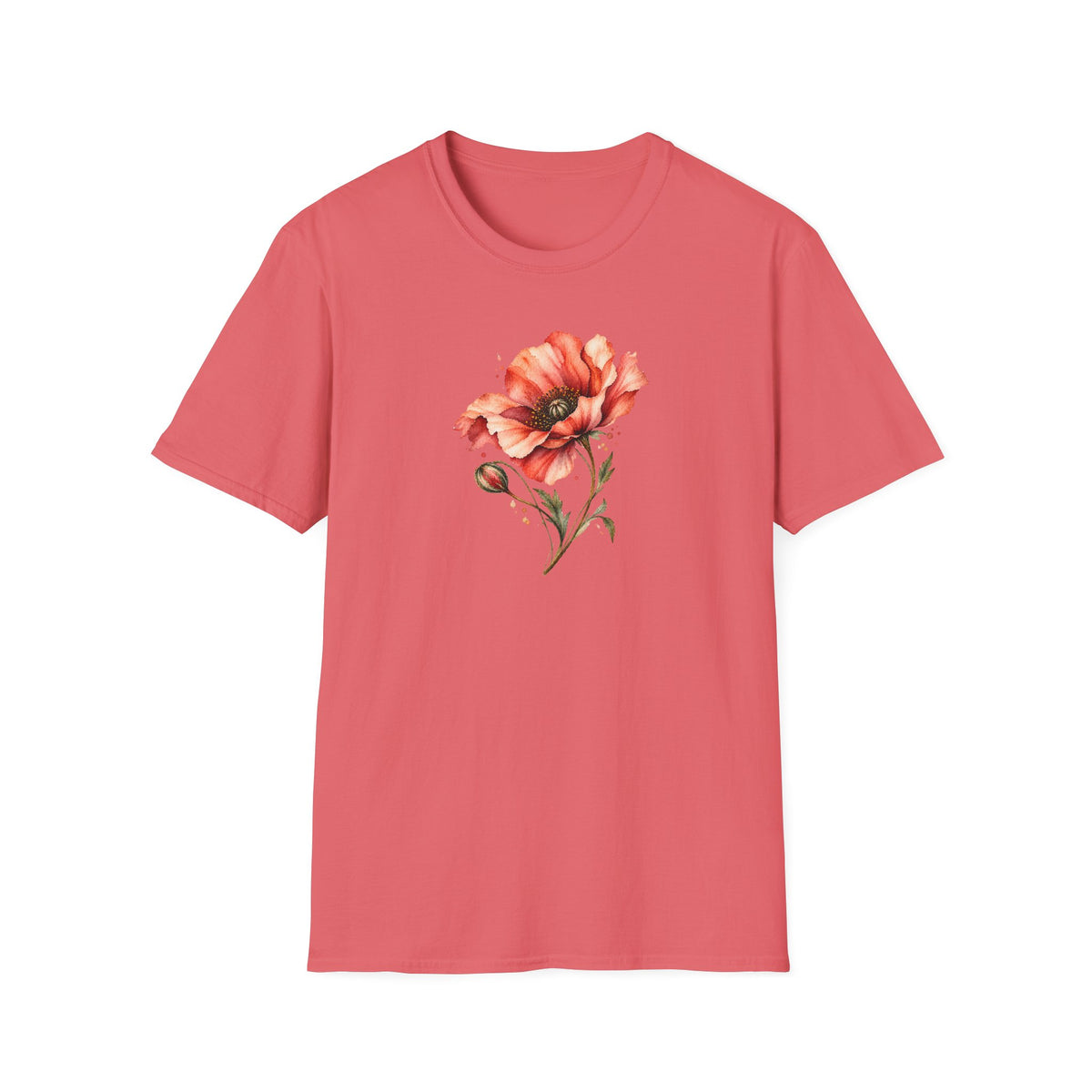 Vintage Watercolor Poppy Shirt – Romantic Floral Graphic Tee