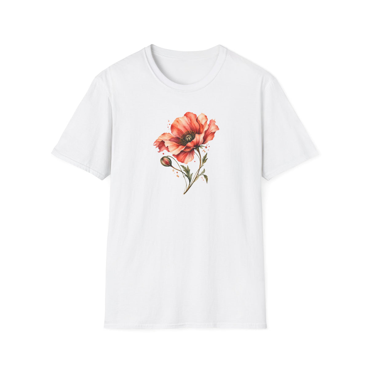 Vintage Watercolor Poppy Shirt – Romantic Floral Graphic Tee