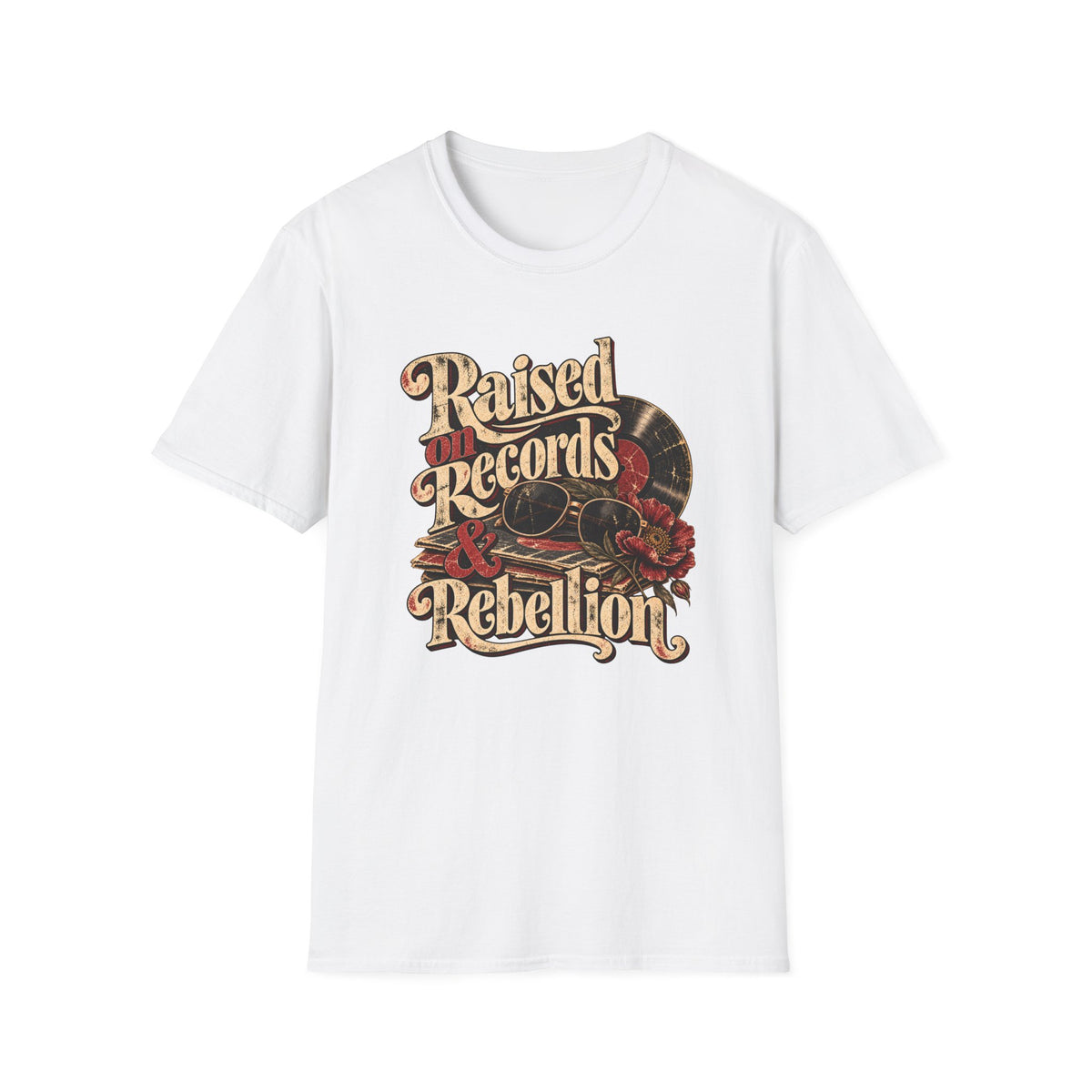 Raised on Records & Rebellion – Vintage Rock and Roll Shirt