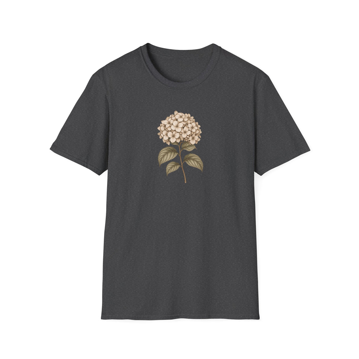 Vintage Hydrangea Stem – Minimalist Botanical Shirt
