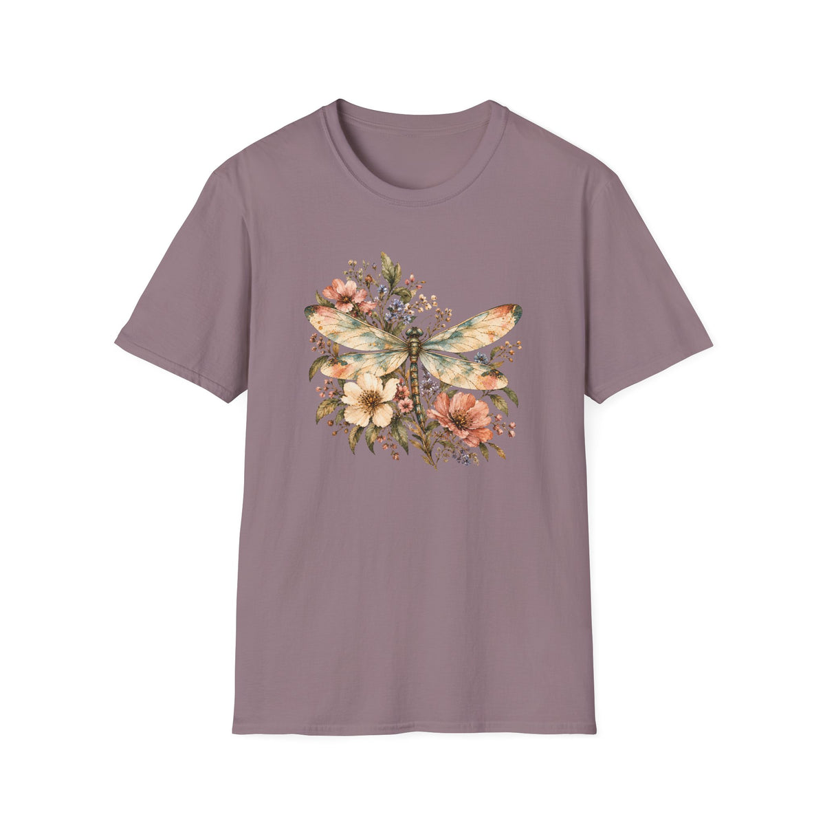 Vintage Watercolor Dragonfly Shirt – Botanical Floral Graphic Tee