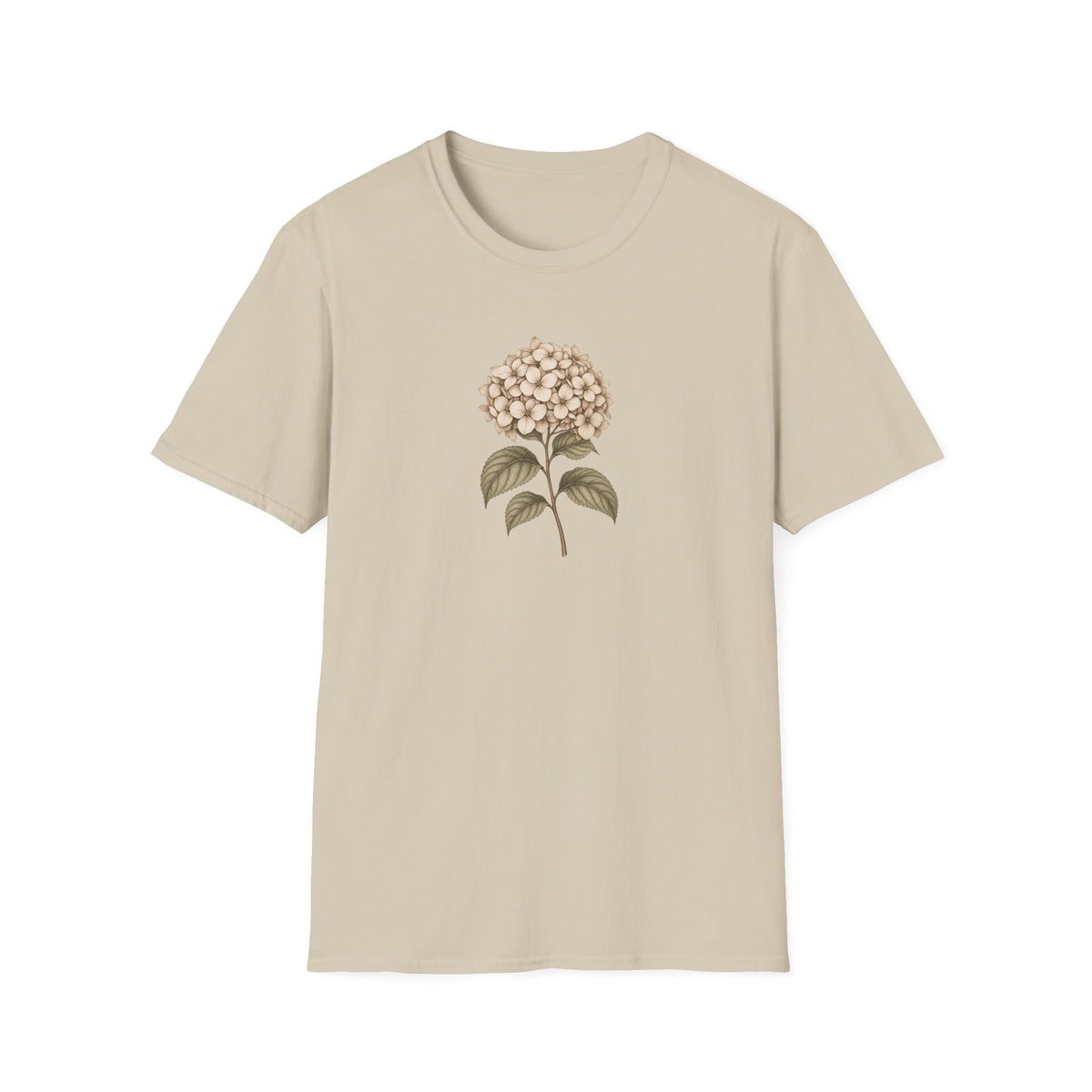 Vintage Hydrangea Stem – Minimalist Botanical Shirt