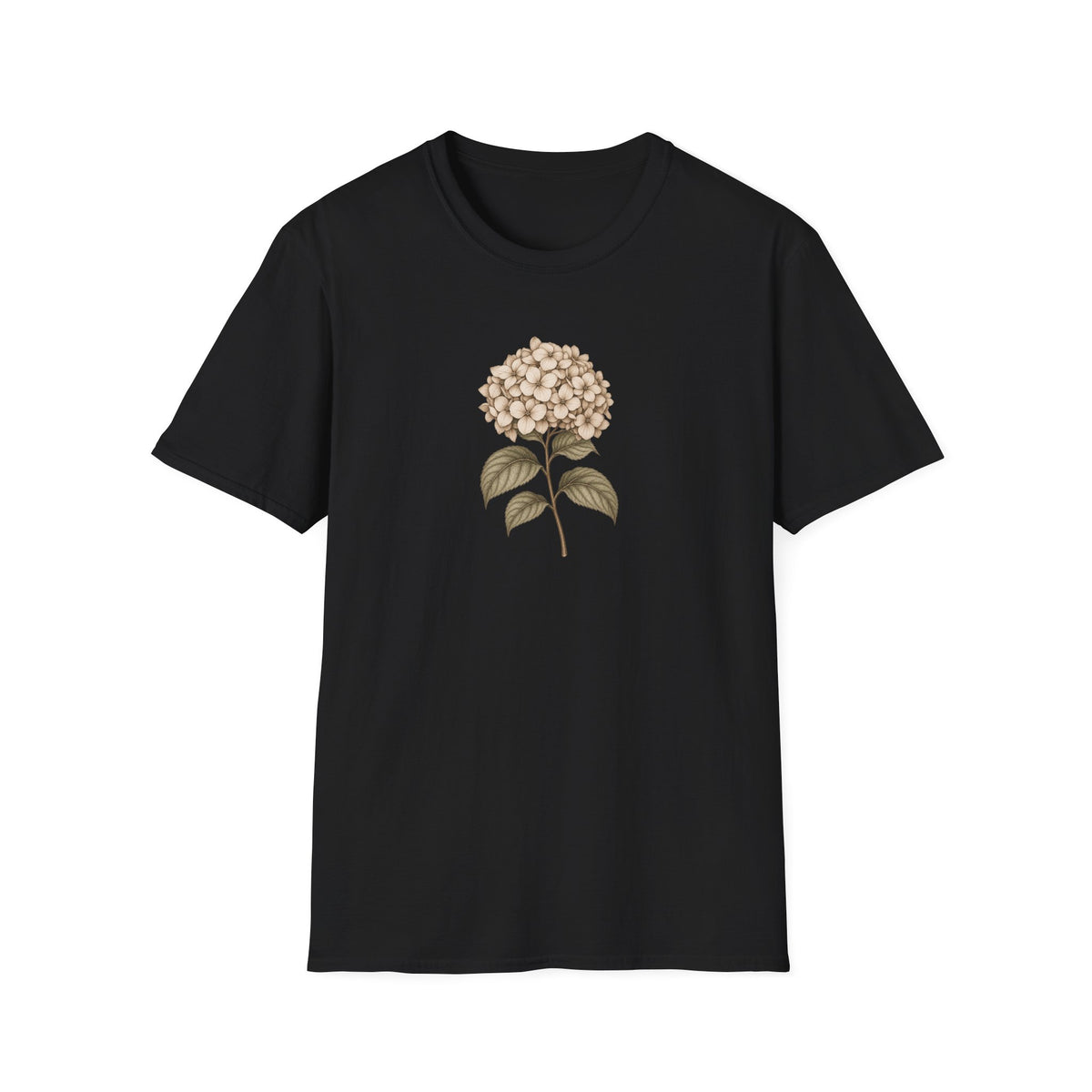 Vintage Hydrangea Stem – Minimalist Botanical Shirt