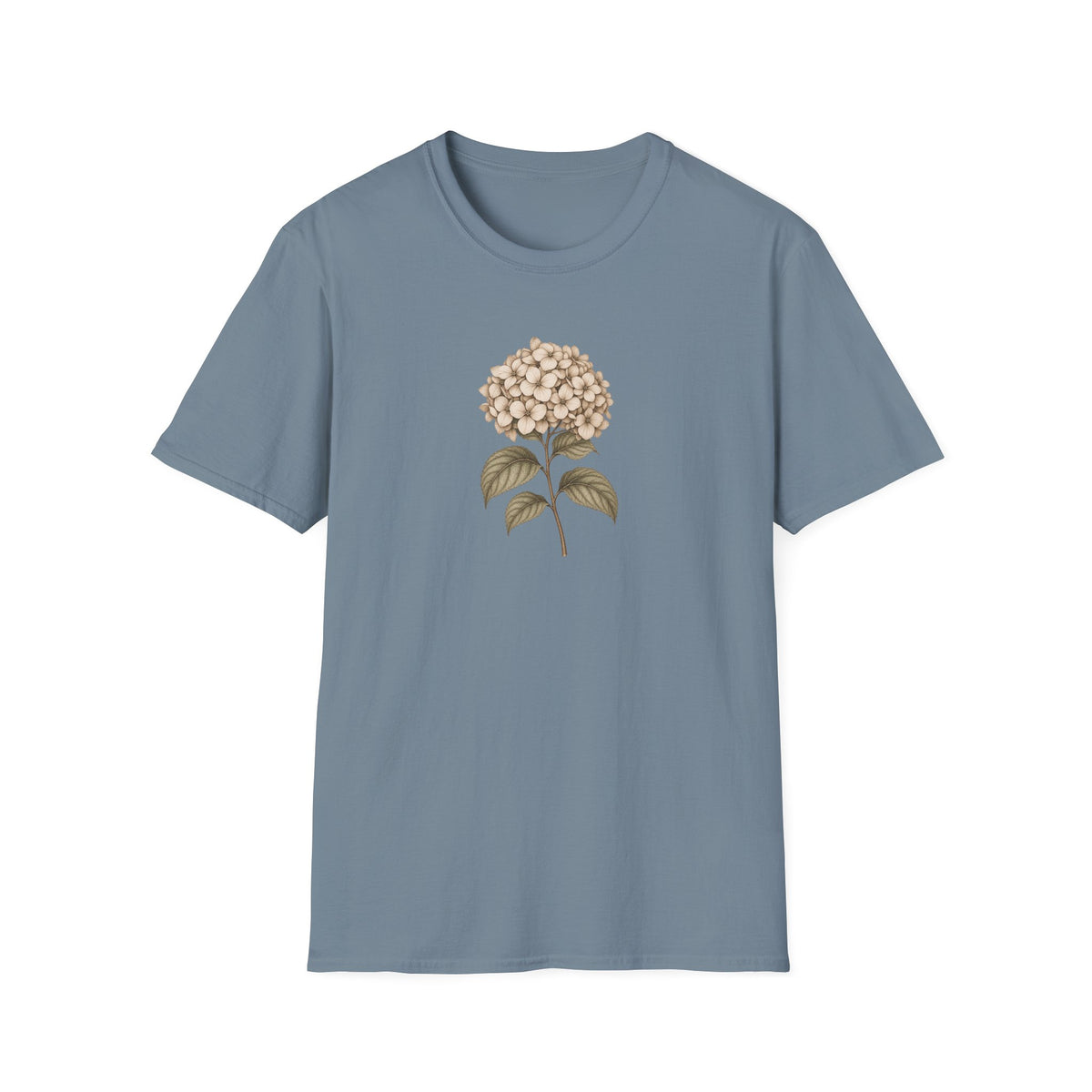 Vintage Hydrangea Stem – Minimalist Botanical Shirt